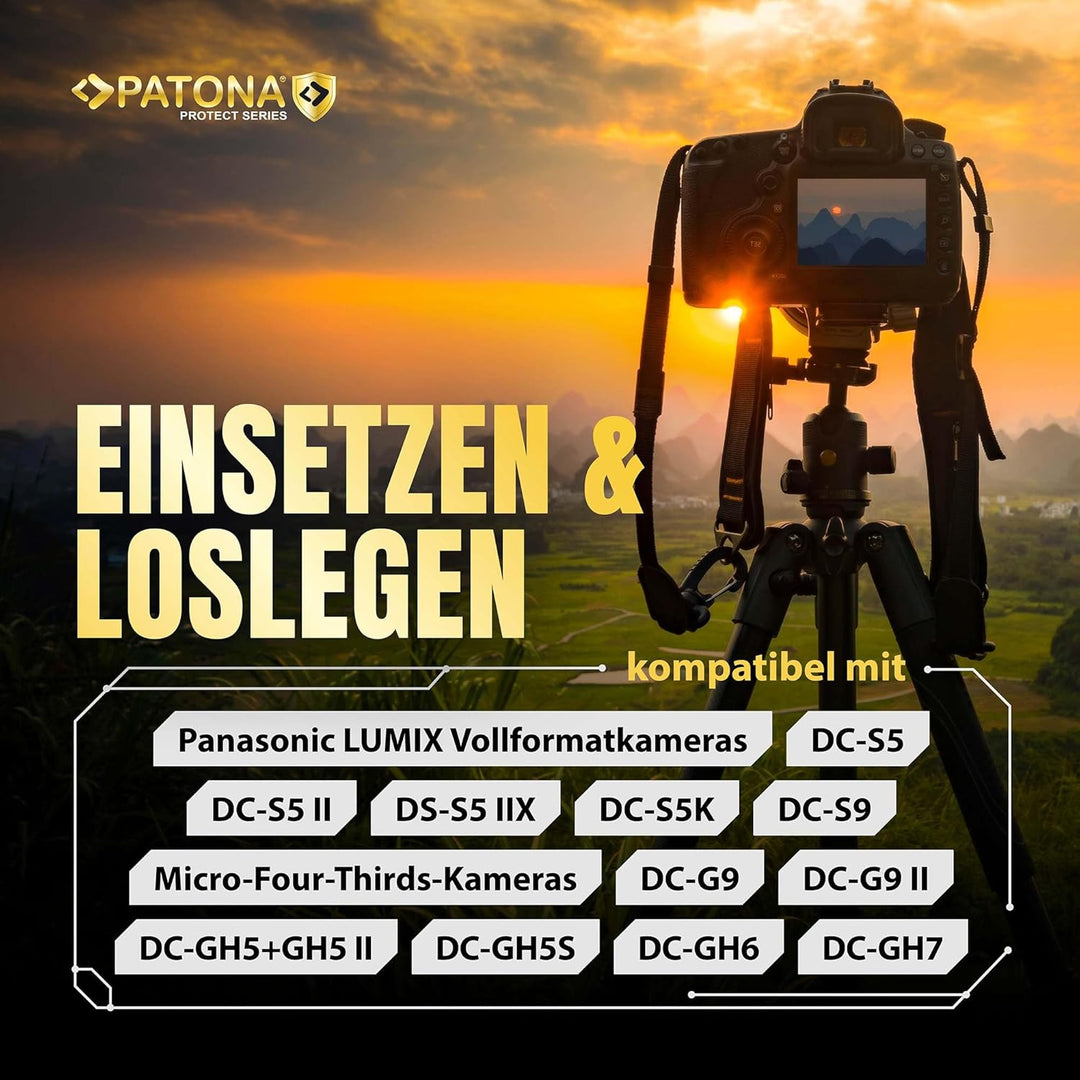 PATONA 2X Protect V1 Akku DMW BLK22 BLK22E (2400mAh) - kompatibel mit Panasonic DC G9 S5 S5K GH5 GH5