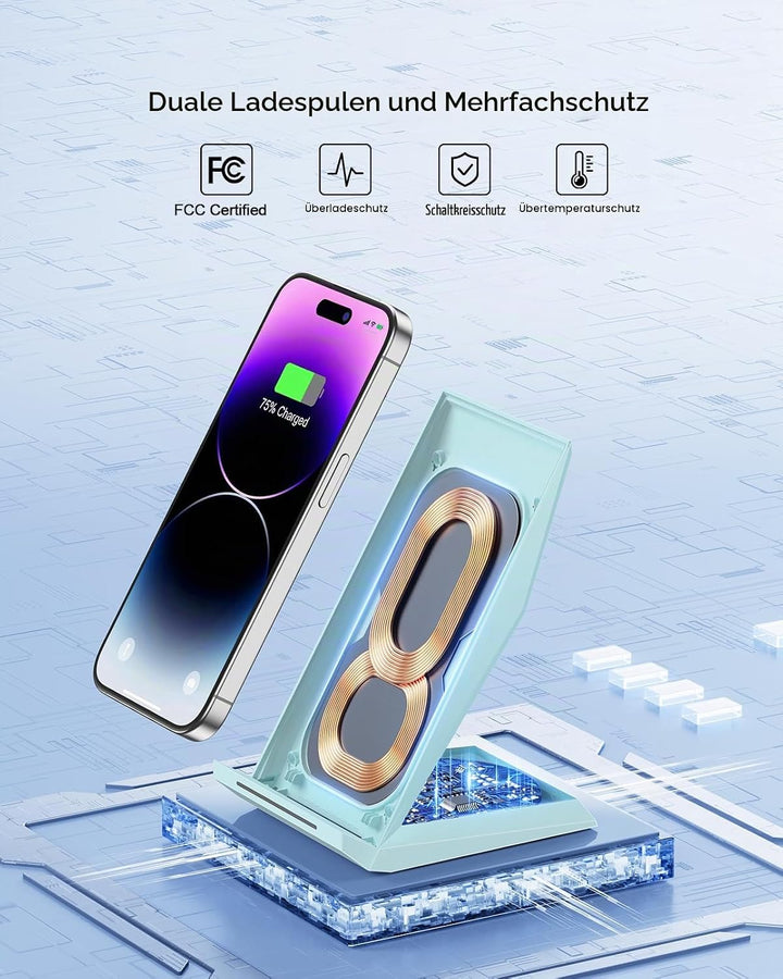 Fast Wireless Charger,NANAMI Qi kabelloses Ladegerät (mit USB C ladegerät 20W PD Adapter) für Apple