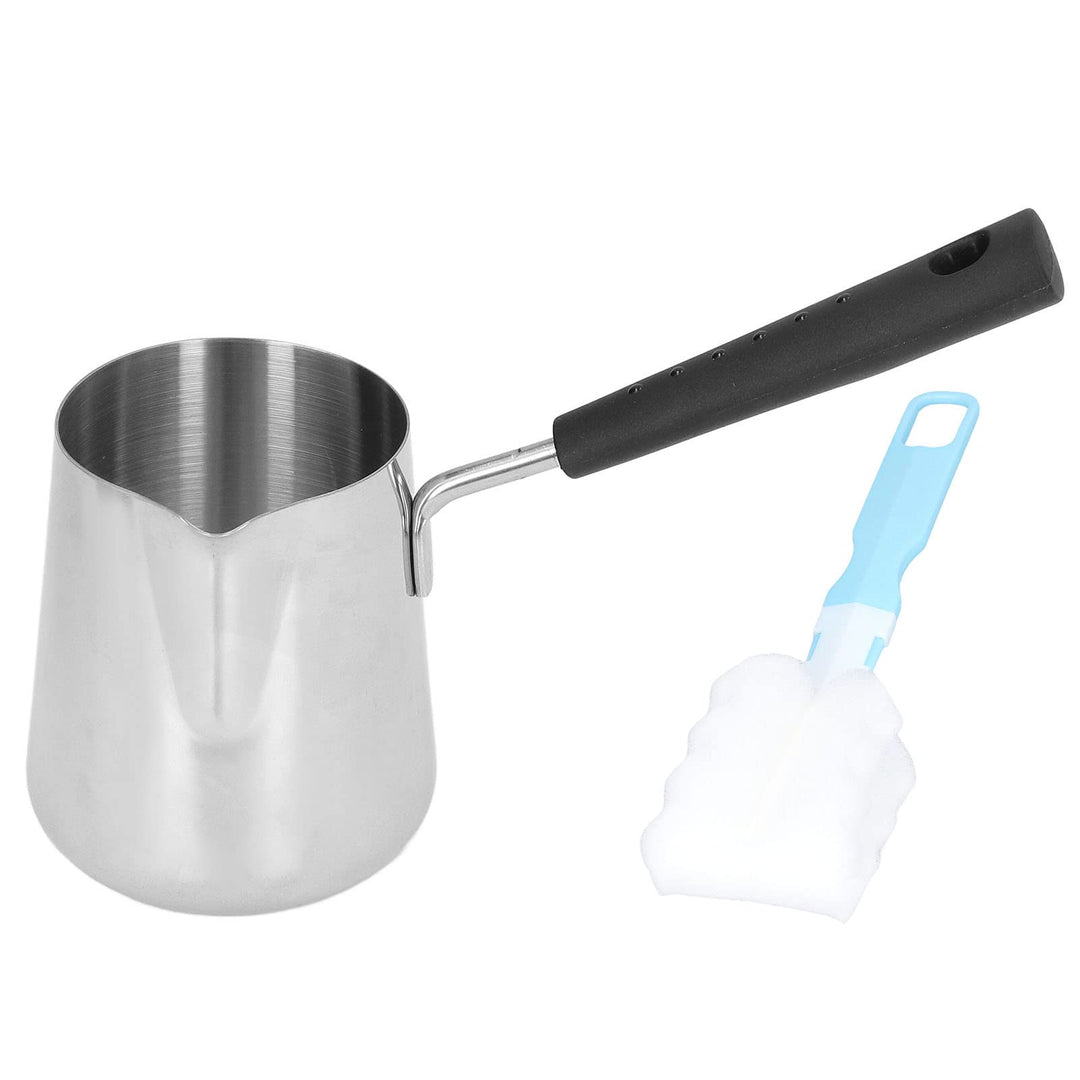 Mini-Butterwärmer aus Edelstahl und Heiztopf für Türkischen Kaffee mit Ausgiesser, Milchschmelztopf,