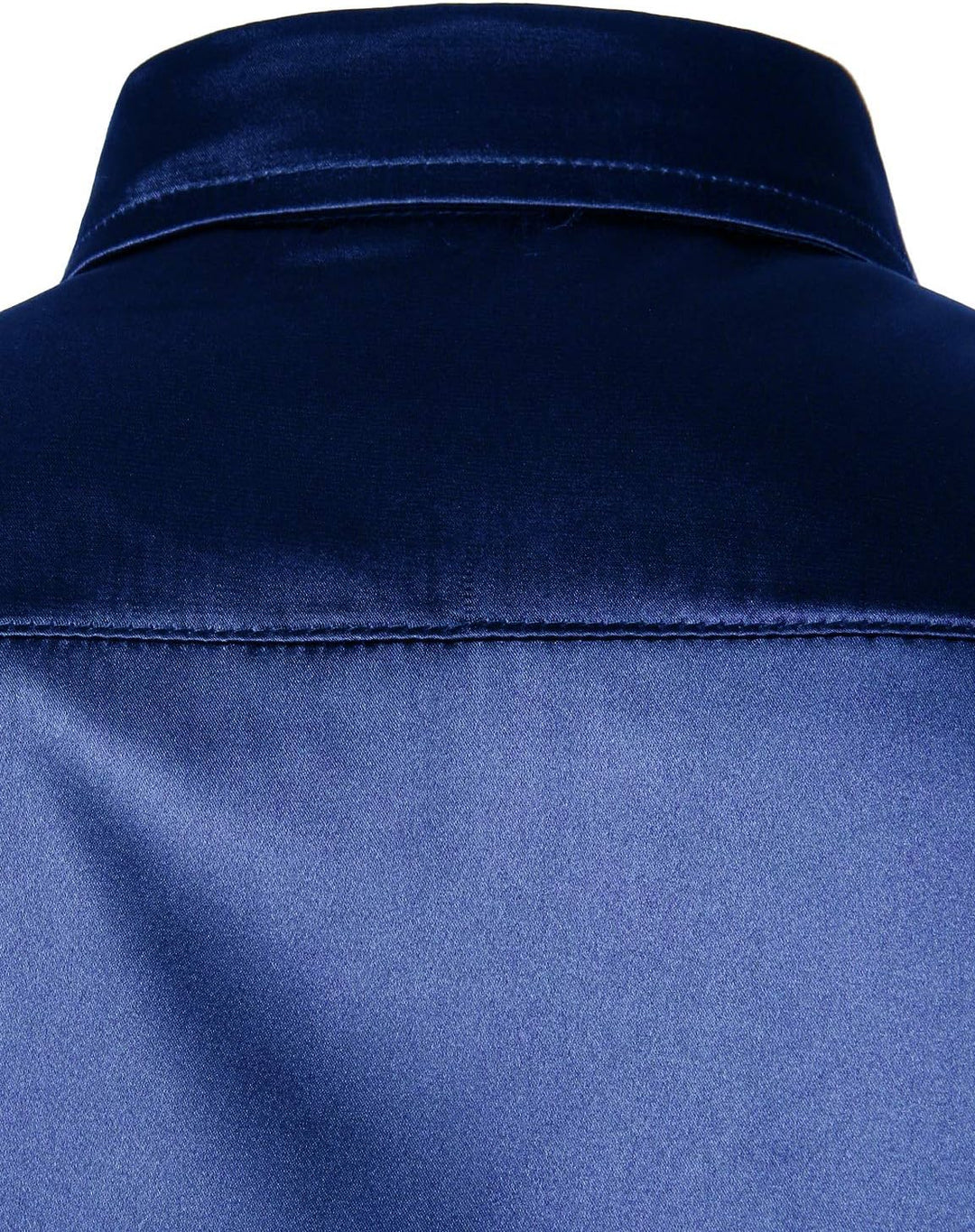 PARKLEES Herren Glänzend Slim Fit Satin Langarmhemd Frezeit Business Hemd für Party Nachtclub S Navy