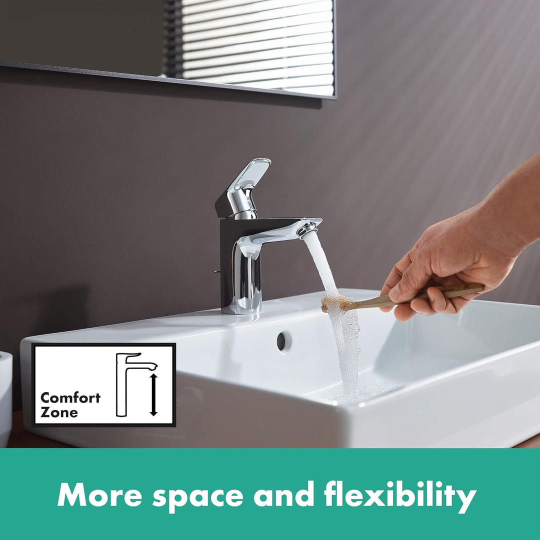 hansgrohe Waschtischarmatur MyCube, Wasserhahn Bad mit Auslauf Höhe 100 mm, mit Zugstange, Badarmatu