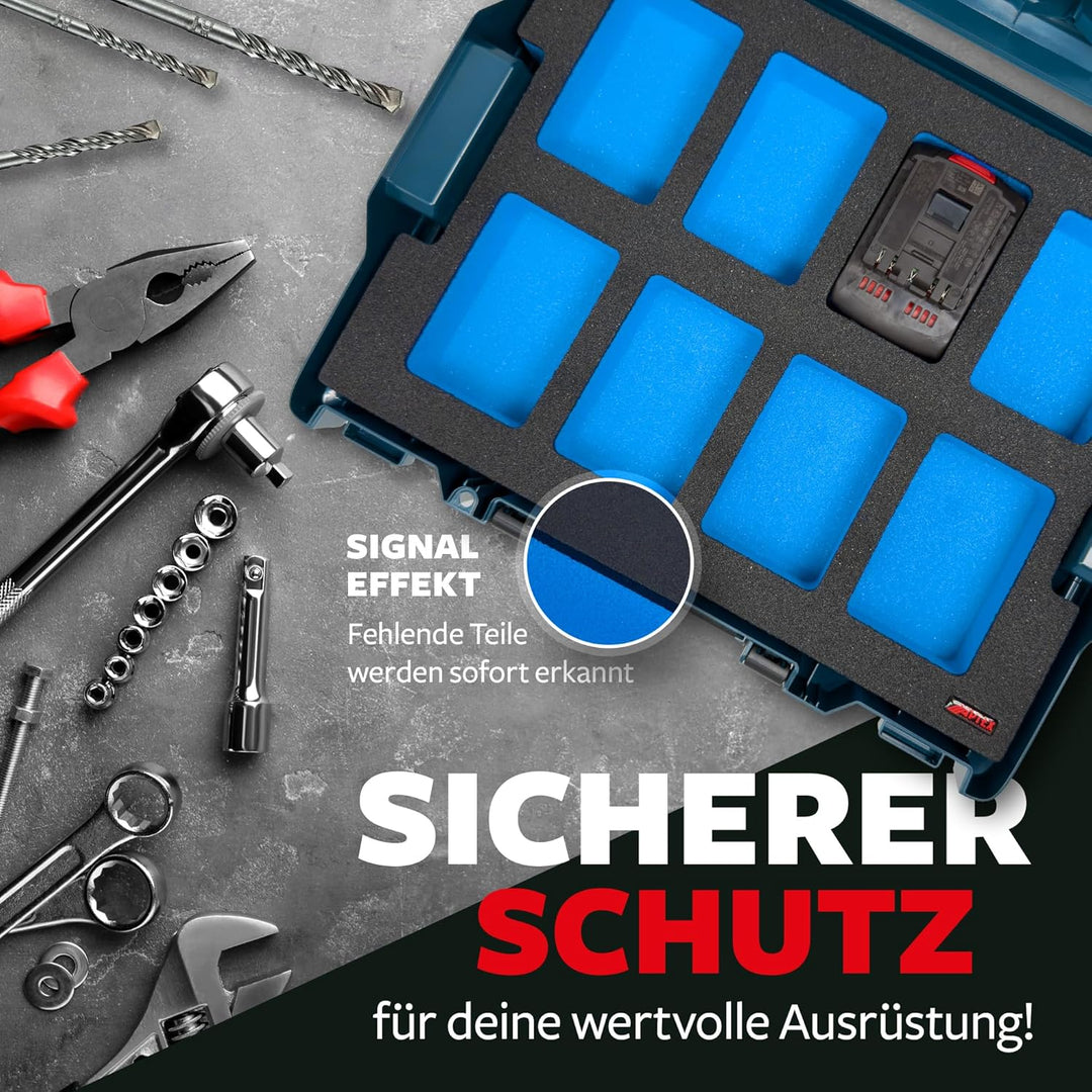 APTEX Schaumeinlage passend für 8x Bosch Akkus GBA 18V (kein ProCore) für L-Boxx 102 G4, 136 G4, LB4