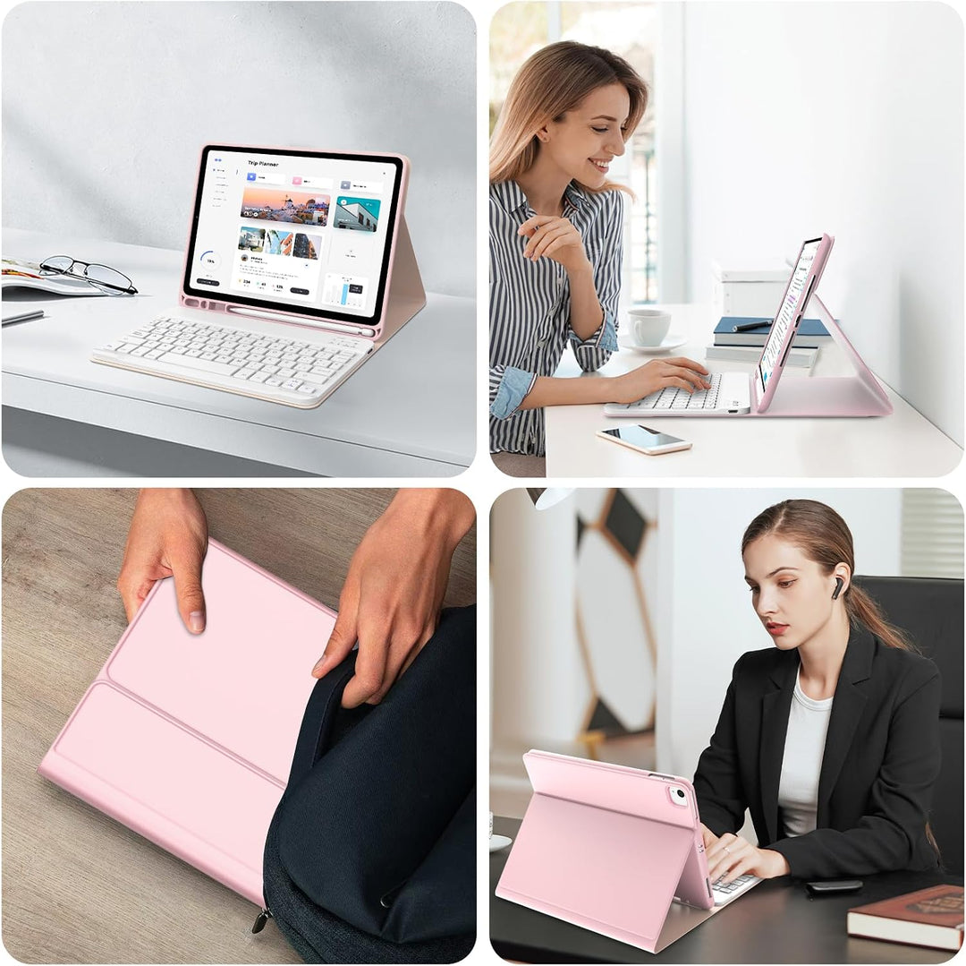 Tastatur für iPad Air 5/4 Generation, 27,6 cm (10,9 Zoll), Hülle mit Tastatur für iPad Air 5/4, Rosa