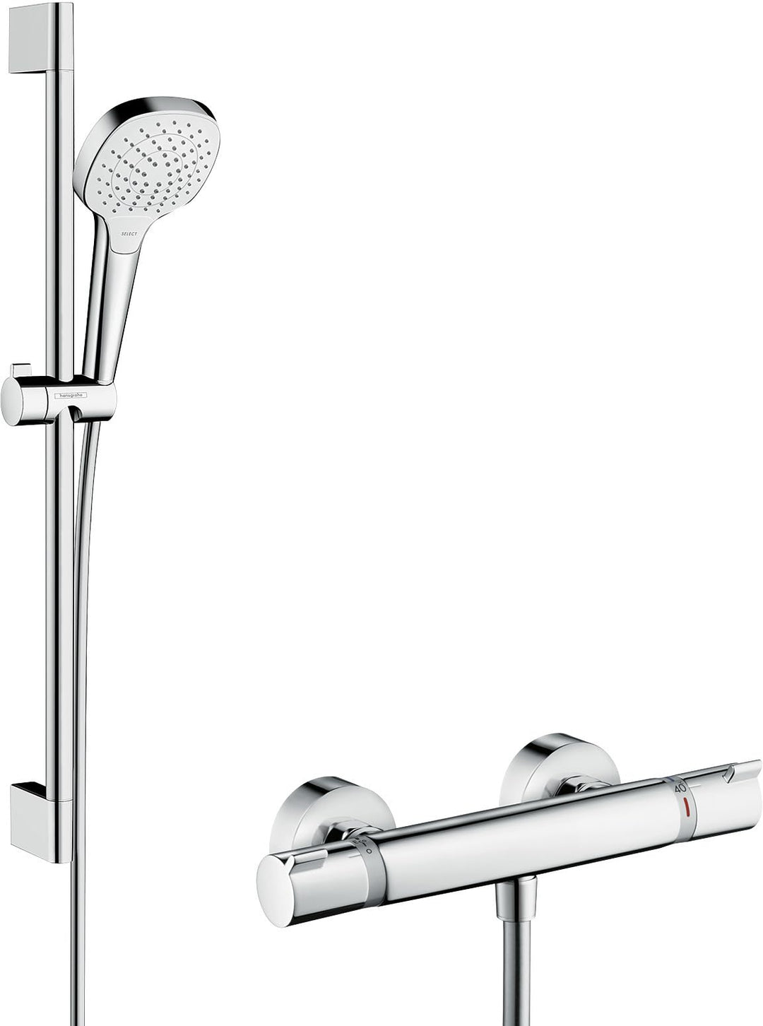 hansgrohe Croma Select E Thermostatset (0,65m, 3 Strahlarten) Weiss/Chrom 0,65m Set, 0,65m Set