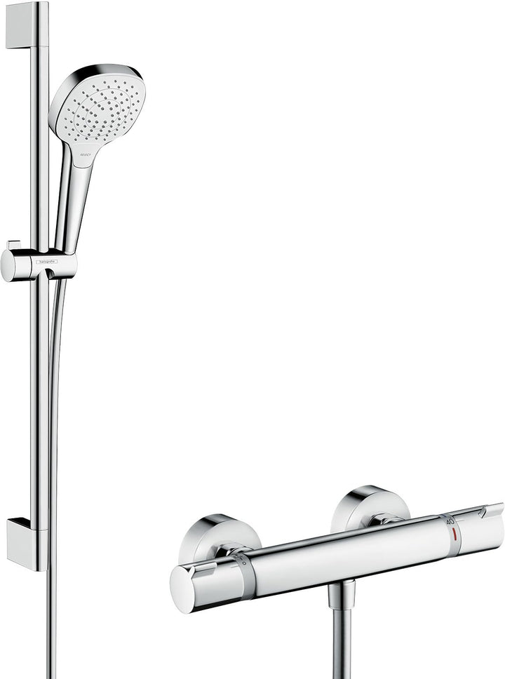 hansgrohe Croma Select E Thermostatset (0,65m, 3 Strahlarten) Weiss/Chrom 0,65m Set, 0,65m Set