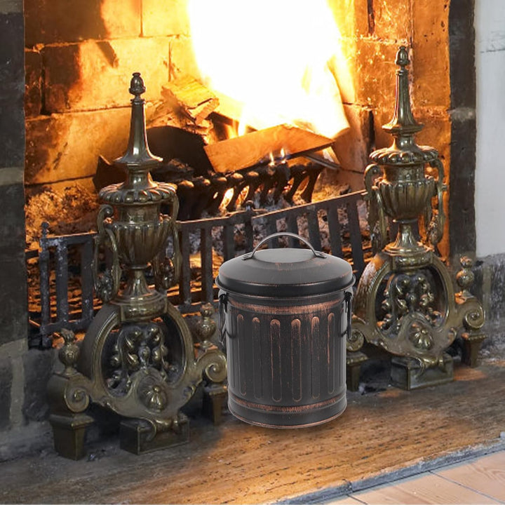 LIFKOME Ascheeimer Mit Deckel Vintage-Eisen-Kamineimer Grillkohleeimer Heisser Ascheeimer Kleiner Ko