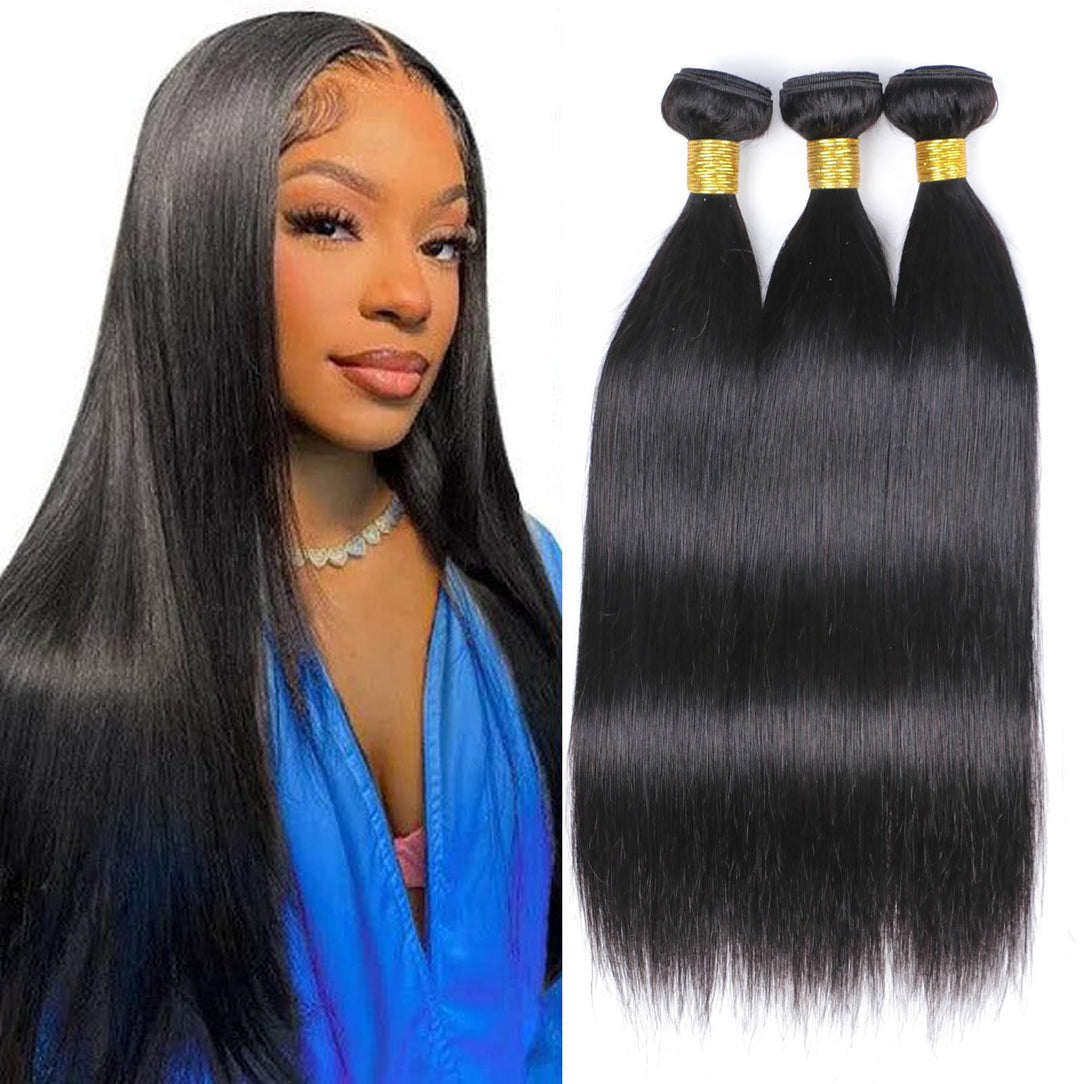 10A Grade Straight Human Hair 3 Bundles 12 14 16 inches Brazilian Virgin Unprocessed Straight Hair W