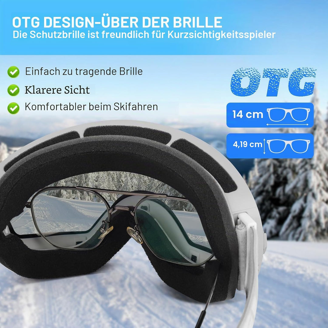 EXP VISION Snowboard Skibrille für Herren Damen Jugend, 100% UV400 Schutz Anti Beschlag über der Bri
