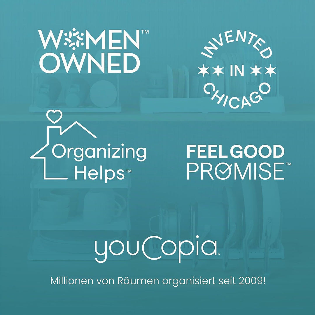 YouCopia Storemore Verstellbarer Pfannen- und Deckelständer, Standard, Weiss, Adjustable Adjustable
