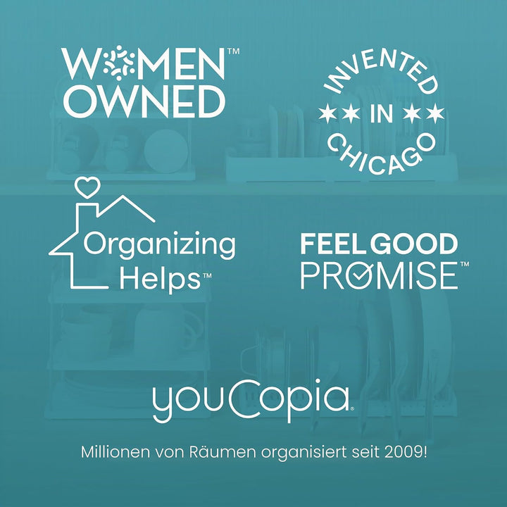 YouCopia StoreMore Verstellbarer Topfdeckel-Organizer, Standard, Weiss Deckelhalter, Deckelhalter