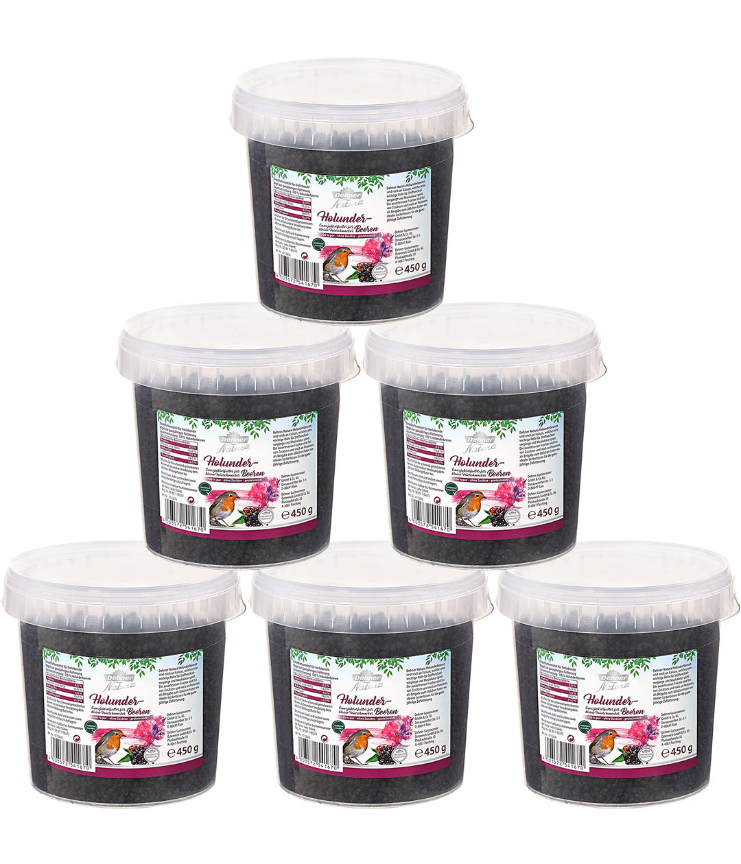 Dehner Premium Natura Wildvogelfutter, Holunderbeeren, 6 x 450 g (2.7 kg) Holunderbeeren 6 x 450 g (
