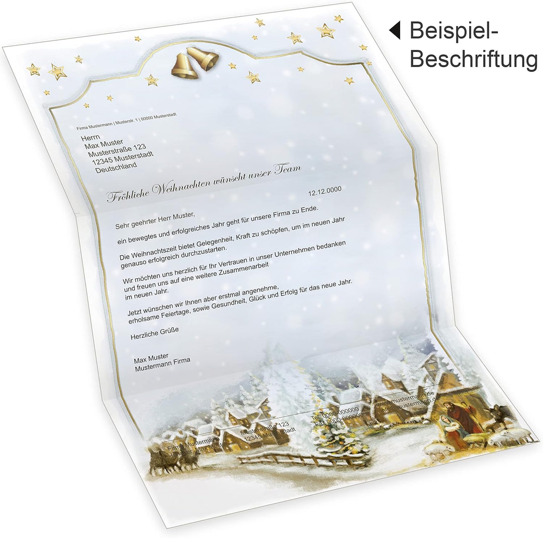 Weihnachtsdorf 250 Sets Christliches Weihnachtsbriefpapier mit Umschläge ohne Fenster Briefpapier We