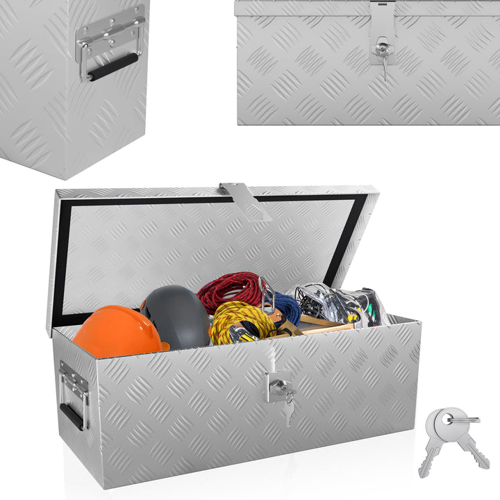 Aluminium WerkzeugkisteAlubox Aluminiumkiste Transportbox Deichselbox Für PKW Anhänger Mit Verriegel
