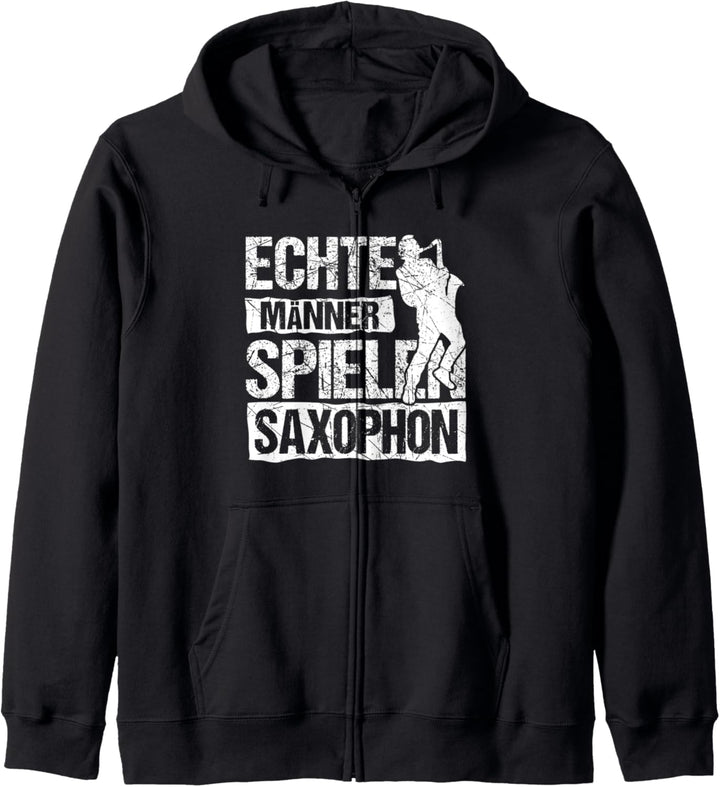 Echte Männer Spielen Saxophon | Saxophonspieler | Jazz Musik Kapuzenjacke