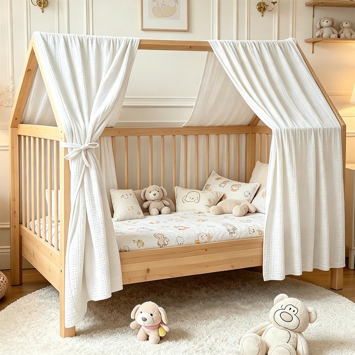 Baldachin aus 100% Baumwolle für Kinderzimmer Betthimmel für Hausbett & Kinderbett Himmelbett Vorhän