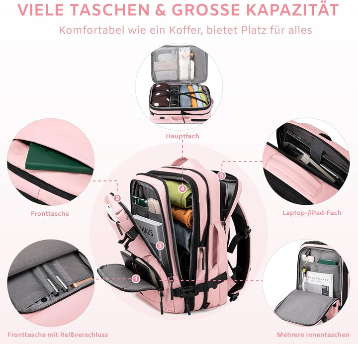 Handgepäck Rucksack, Wasserdichter Multifunktionaler Rucksack Handgepäck Flugzeug mit Laptopfach, Gr