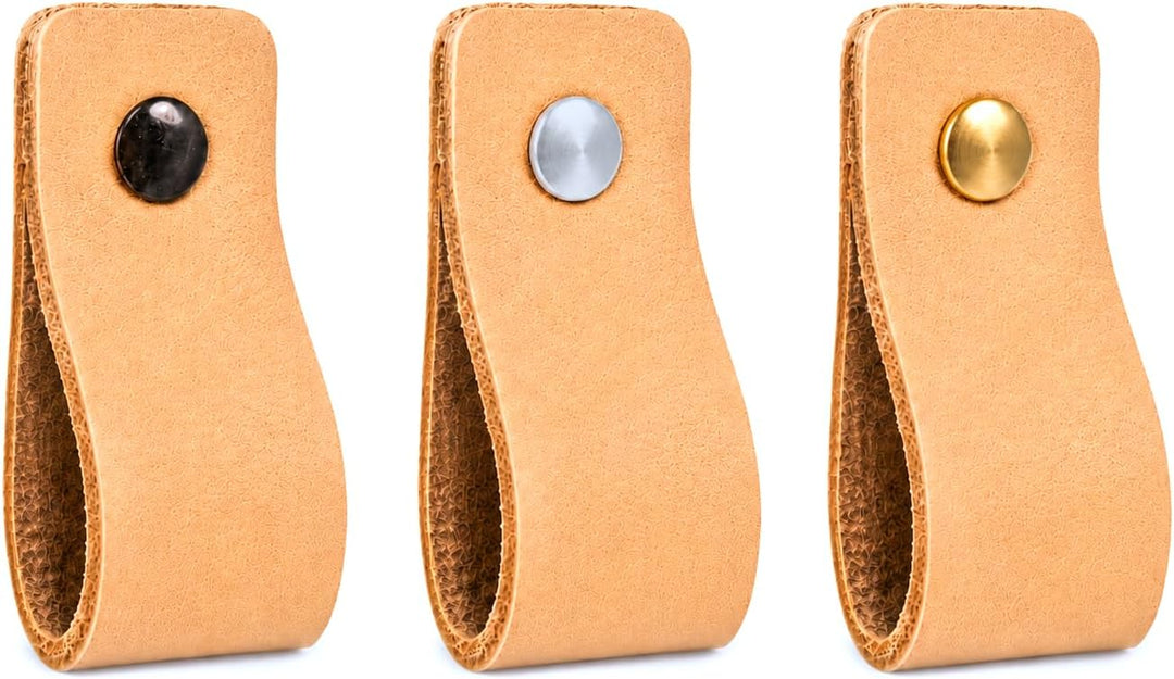 Brute Strength - Ledergriffe für Möbel - Natur - 6 Stück - 12,5 x 2,5 cm - Schrankgriff, Türgriff fü