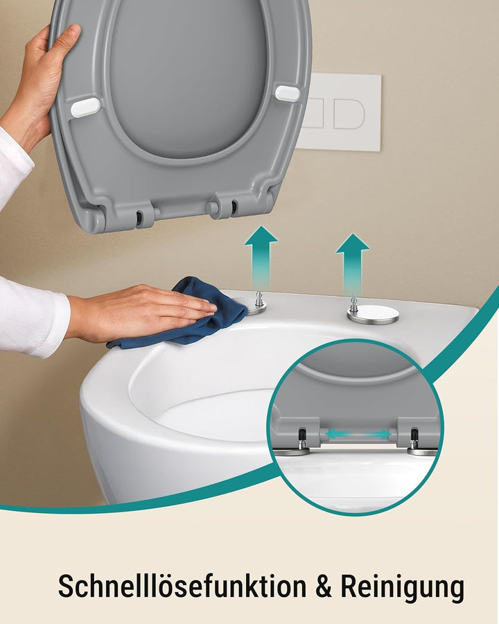 HySail Hochwertiger Toilettendeckel mit Absenkautomatik, Schnellverschluss und Hygienischer Oberfläc