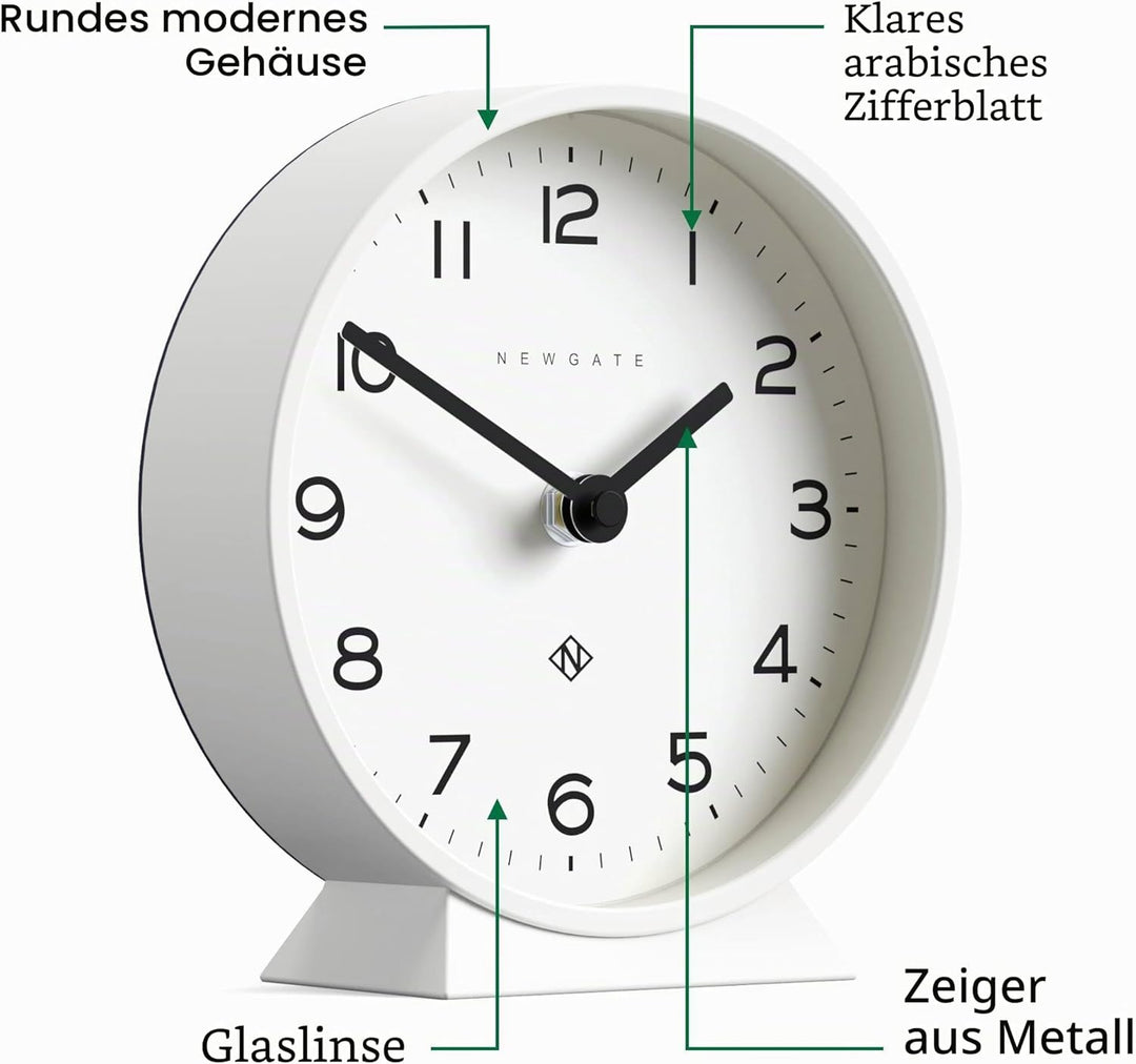 NEWGATE® M Mantel - Silent Sweep Kaminuhr - 'No Tick' - Moderne Kaminuhr - Kleine Uhr - Wohnzimmeruh