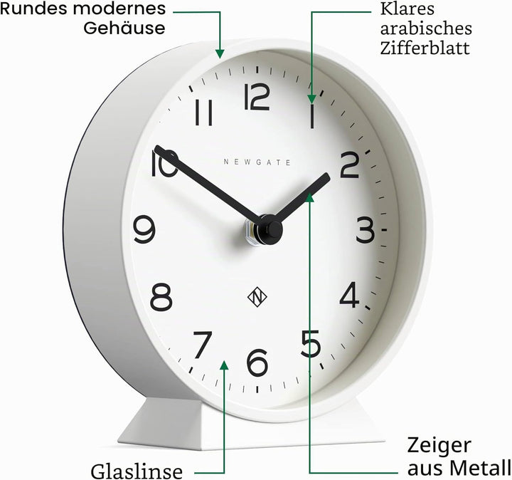 NEWGATE® M Mantel - Silent Sweep Kaminuhr - 'No Tick' - Moderne Kaminuhr - Kleine Uhr - Wohnzimmeruh