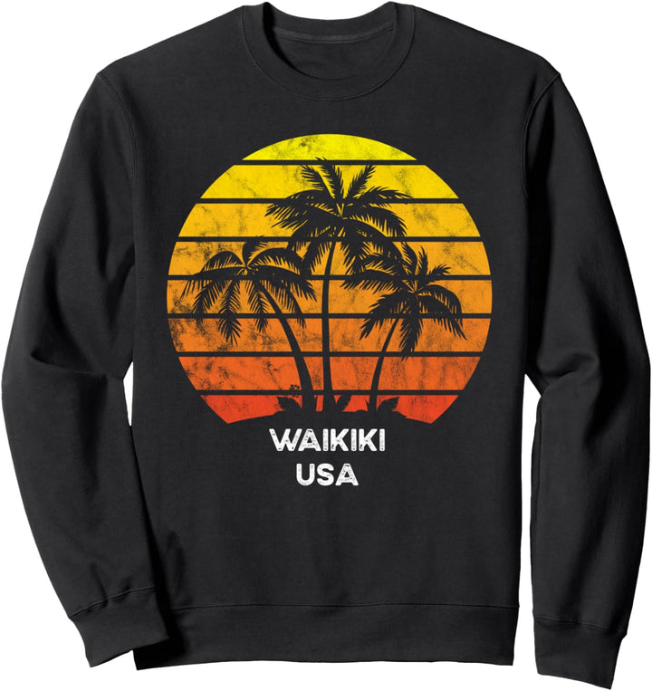 Waikiki Hawaii Strandpalme für den Urlaub Sweatshirt