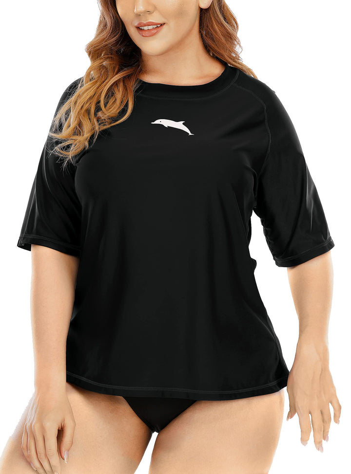 Halcurt UV Shirt Damen Übergrösse Rash Guard Kurzarm UPF 50+ Badeshirt UV Schutz Schwimmshirt Schnel