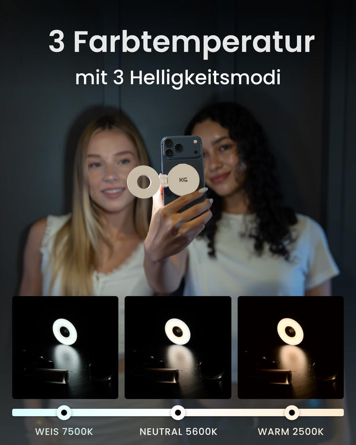 KraftGeek Magnetische Selfie Licht Kompatibel mit Magsafe, Tragbares LED Handy Licht für iPhone/Andr