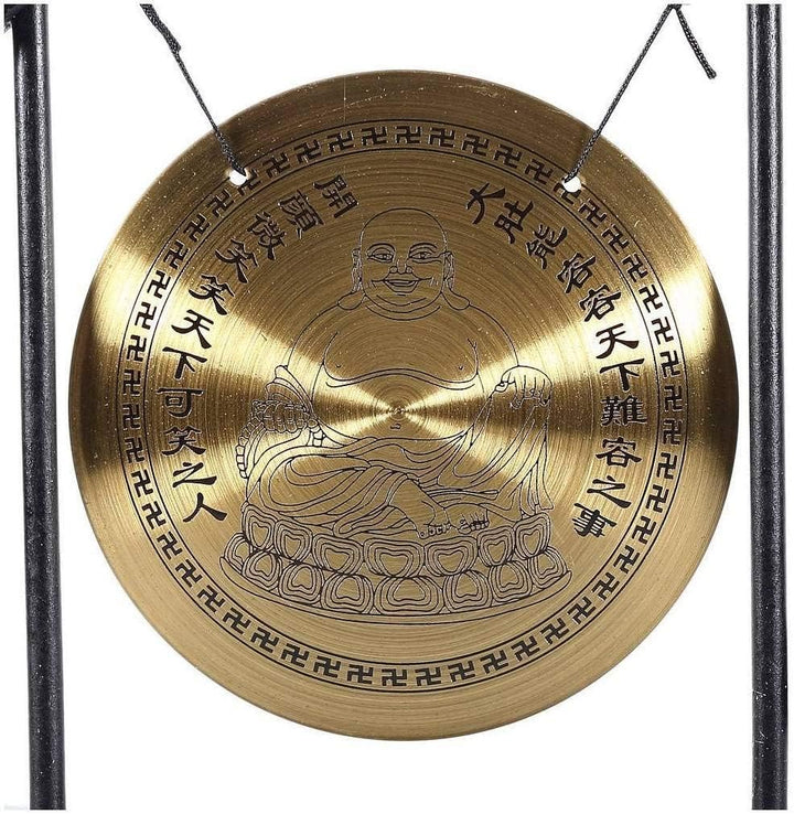 lachineuse - Lachender Buddha-Gong - Tibetischer Buddha-Gong - Zen-Dekoration aus Holz & Kupfer - Ch