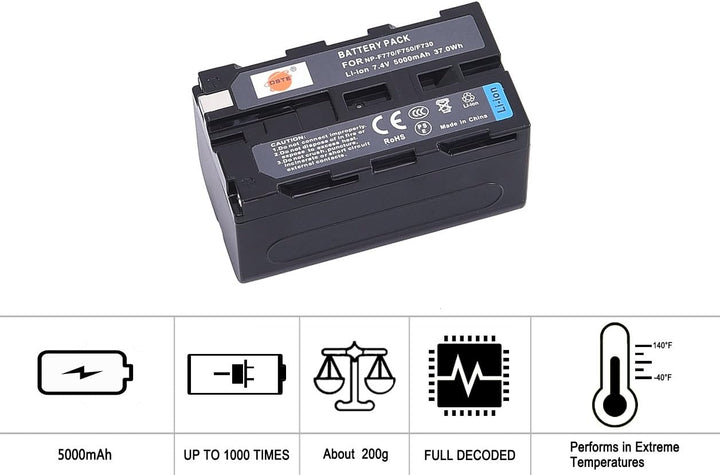 DSTE® 2 Pack Ersatz Batterie NP-F770 + LCD Dual Ladegerät Compatible für Sony NP-F750,CCD-SC5,DCR-TR