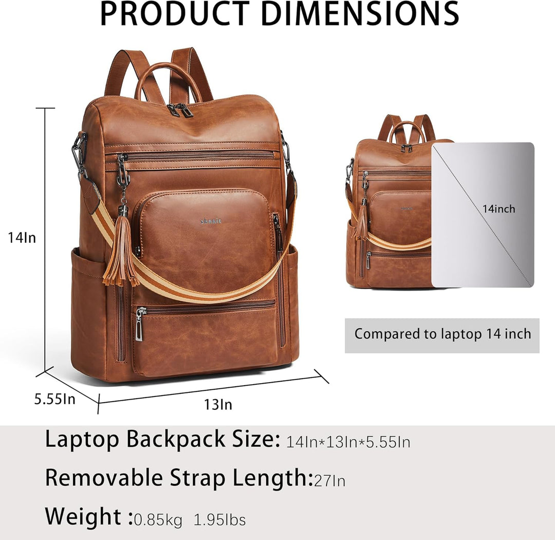 Shrrie rucksack damen elegant geeignet für 15,6Zoll-Notebooks Langlebig wasserdicht Damen aus Leder