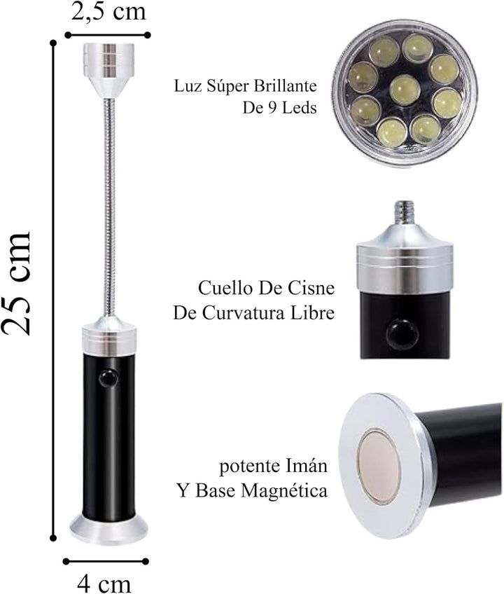 Set von 2 LED-Leuchten für Grills, Barbecue - Magnetische, tragbare LED-Lampen mit 360° Rotation, hi