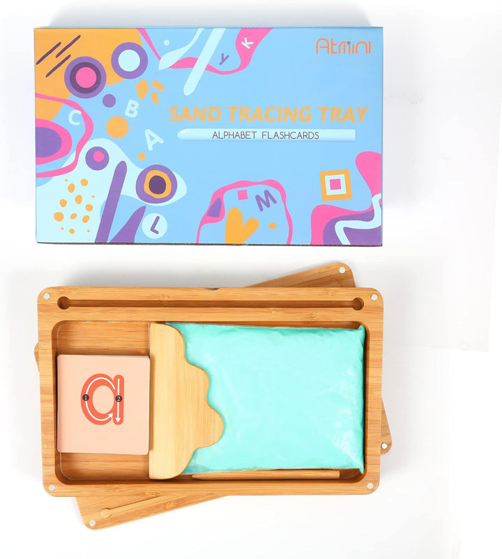 AtMini Montessori sandtablet Training buchstaben und Zeichens pielzeug Holz Sandtisch Lerns für Früh