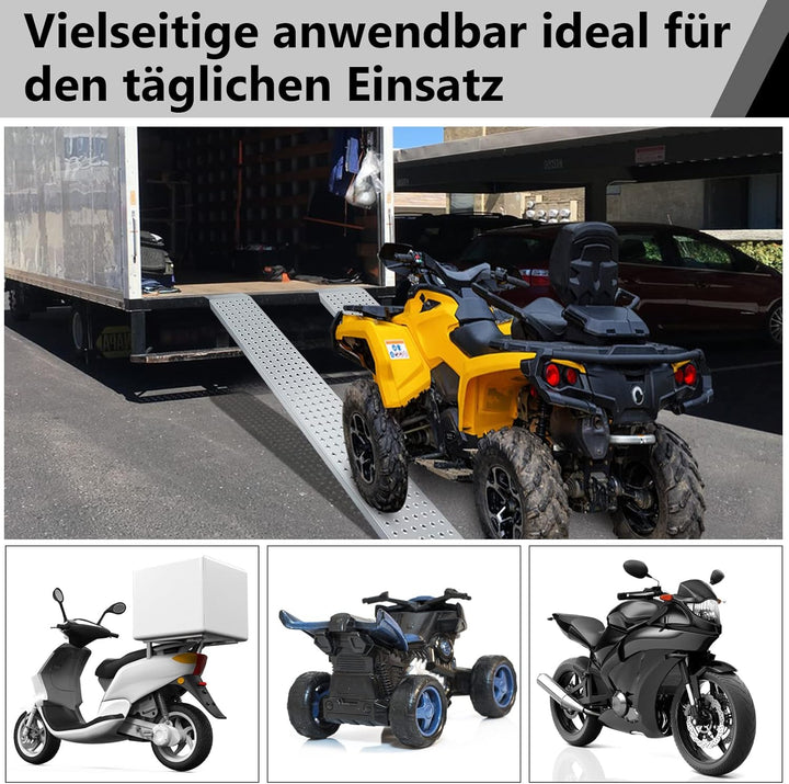 Herrselsam Verladerampe 2er Set Auffahrrampe 400kg Tragfähigkeit Laderampe Antirutsch verzinkter Sta