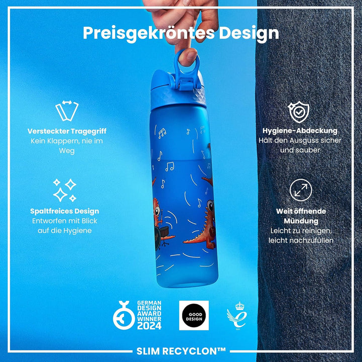 ion8 Trinkflasche 500 ml Auslaufsicher Einhandöffnung Sichere Verriegelung Spülmaschinenfest BPA-fre