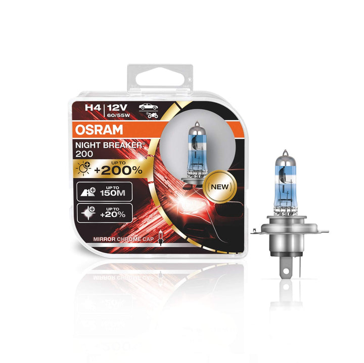 OSRAM H4 Glühlampe Fernscheinwerfer 60/55W 3550K Fernlicht Halogen Birne 64193NB200-HCB Duo Box H4 S