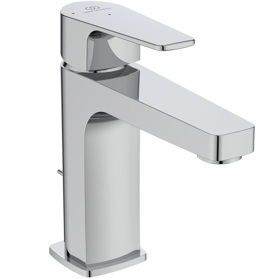 Ideal Standard BC689AA Cerafine D Waschtischarmatur mit Zugknopf-Ablaufgarnitur Auslaufhöhe 104mm ,,