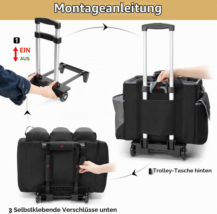 Grosser Reinigungs Caddie mit Abnehmbarem Trolley und Schultergurt, Reinigungsmittel Tasche mit Umla