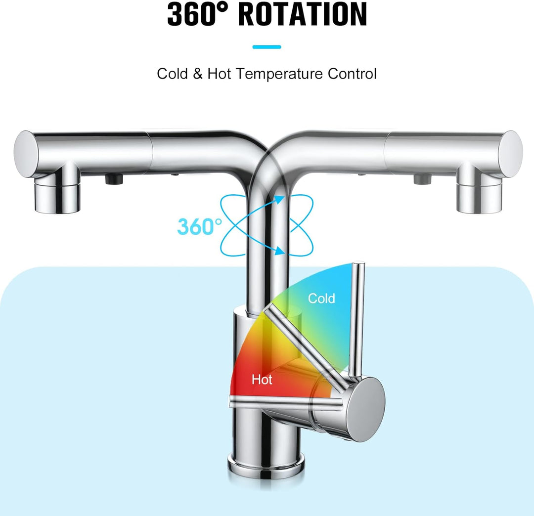 CREA Wasserhahn Küche mit 3 Funktionen Brause, Küchenarmatur mit Ausziehbarem Brause, Mischbatterie