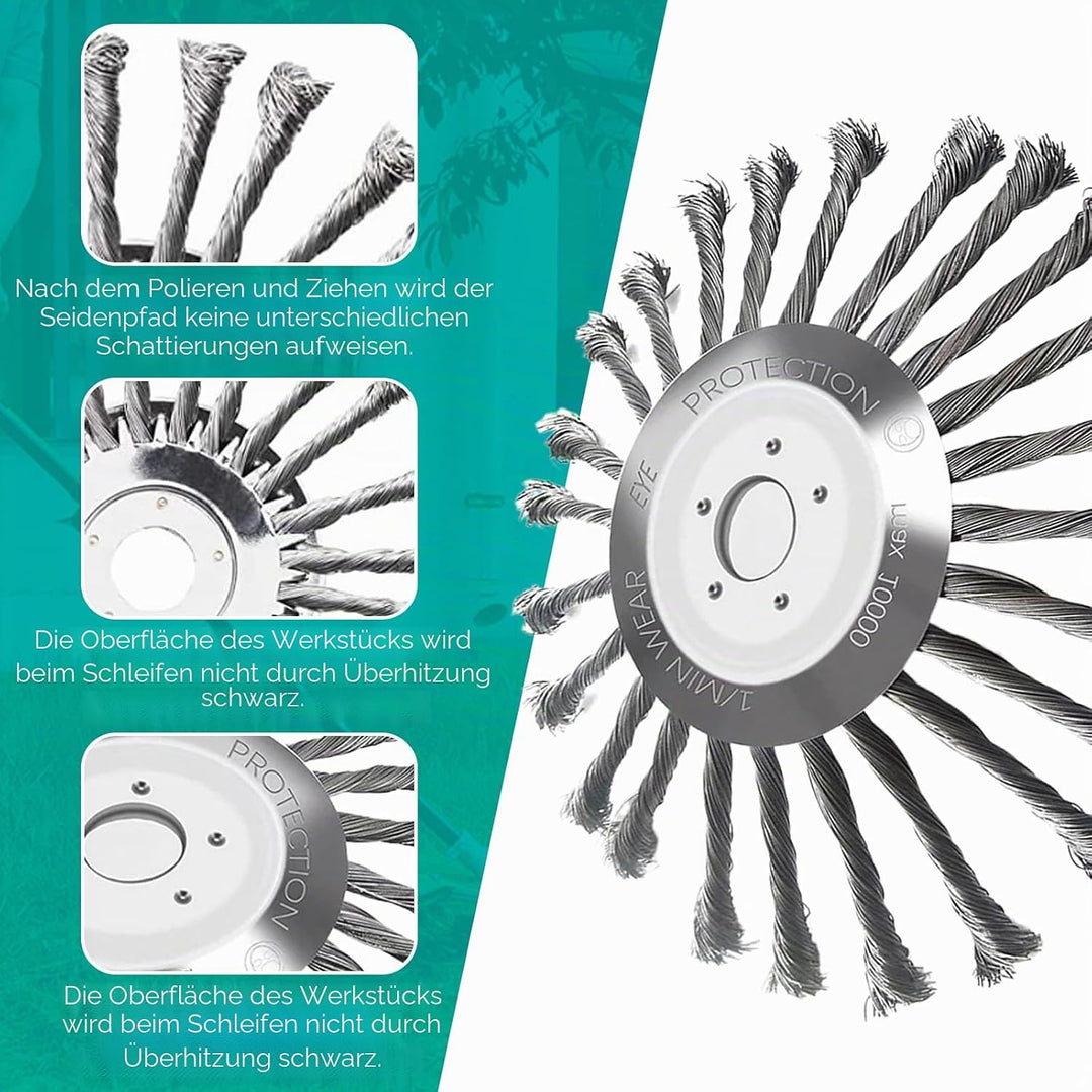 Viilich Unkrautbürste Wildkrautbürste 255 x 25,4 MM Kegel Unkrautbuerste Freischneider Motorsense Dr
