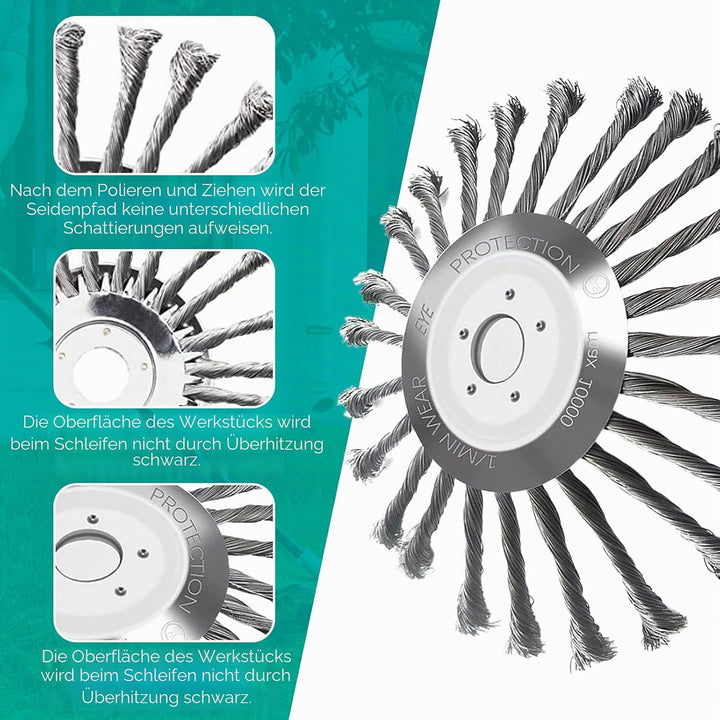 Viilich Unkrautbürste Wildkrautbürste 255 x 25,4 MM Kegel Unkrautbuerste Freischneider Motorsense Dr