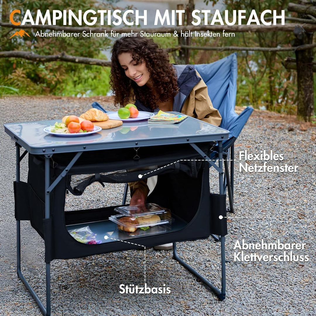 Portal Campingtisch Faltbar mit Stauraum Klapptisch klappbar Esstisch Mini Gartentisch Ultraleicht f