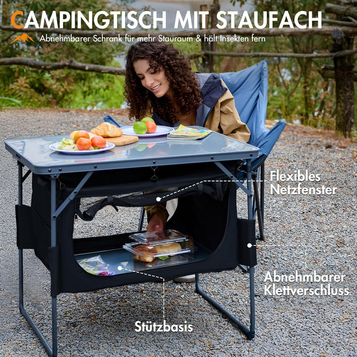 Portal Campingtisch Faltbar mit Stauraum Klapptisch klappbar Esstisch Mini Gartentisch Ultraleicht f
