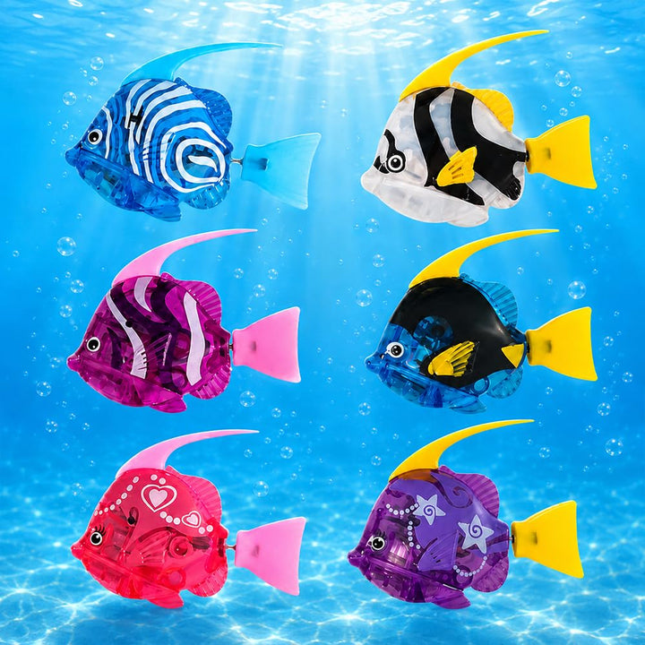 6 Stück Robo Fish, Roboter Fisch, Elektronischer Haustier Fisch, Robo Fischs mit Leuchtende, Schwimm
