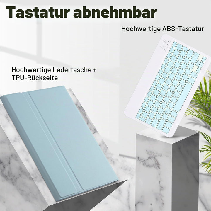 SUEEWE Tastatur Hülle für Lenovo Tab M11 11" 2024 (TB330FU), TPU Rückseite Hülle mit 3 Bereich 7 Far