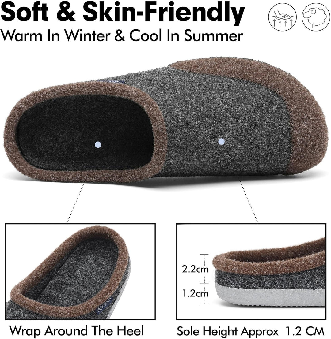Mishansha Filz Hausschuhe Winter Bequem Filzpantoffeln für Damen Herren Gr.36-48 36 EU Dunkelbraun,