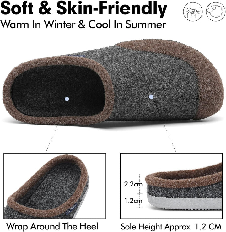 Mishansha Filz Hausschuhe Winter Bequem Filzpantoffeln für Damen Herren Gr.36-48 36 EU Dunkelbraun,
