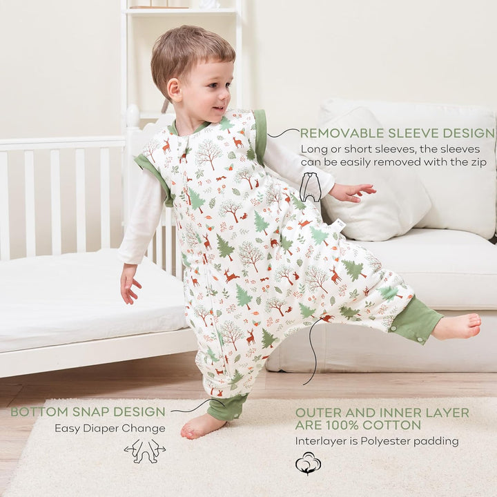 Looxii Baby Schlafsack Winter mit Füssen Baumwolle Winterschlafsack 3.0 Tog Warm Babyschlafsack mit