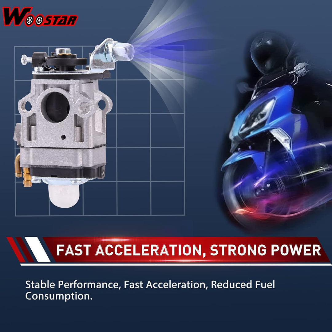 WOOSTAR 15mm Vergaser Ersatz für 47ccm 49ccm 2 Stroke Mini Pocketbike Quad Chopper Roller Motor PZ15