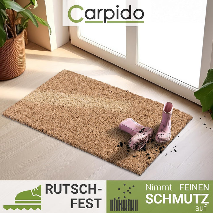 Carpido rutschfeste Kokosmatte - 2er Set 40 x 60 cm Natur - nachhaltige Naturfaser für den überdacht