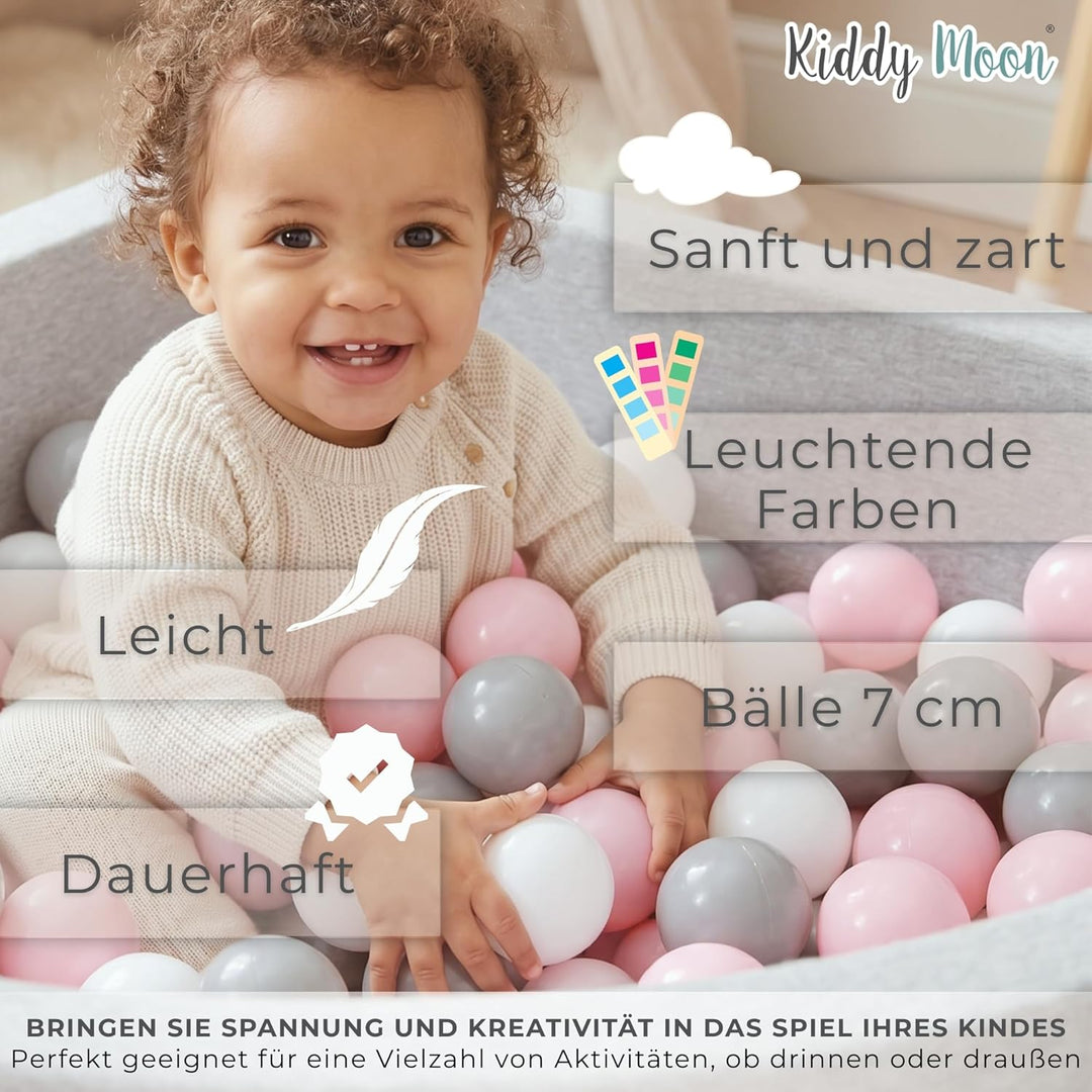 KiddyMoon Viertel Eckig Bällebad Bällepool 90X30cm/200 Bälle ∅ 7Cm Ballgruben Für Babys Spielbad Kle